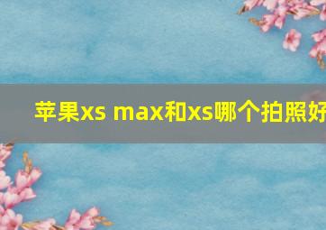 苹果xs max和xs哪个拍照好